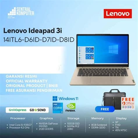 Jual Lenovo Ip3 14itl6 D6idd7idd8id I5 1135g7 Mx350 8gb 512gb Win