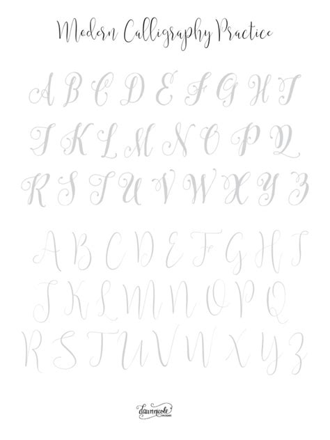 Modern Calligraphy Practice Sheets Dawnnicoledesigns