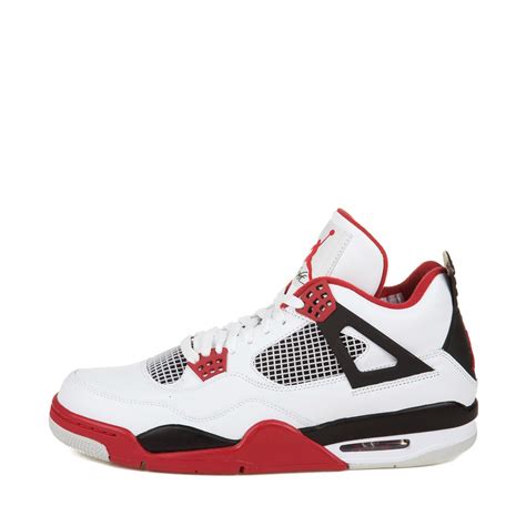 Nike Mens Air Jordan 4 Retro Fire Red Whitevarsity Red Black Leather