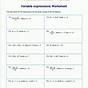 Evaluating Expressions Worksheet 8th Grade
