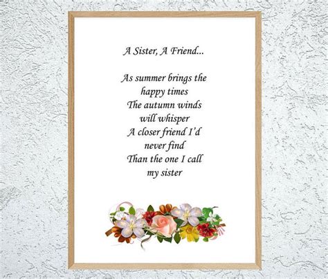 A Sister A Friend Poem Sister Print Printable T For Sister Sister Verse Sister Poem