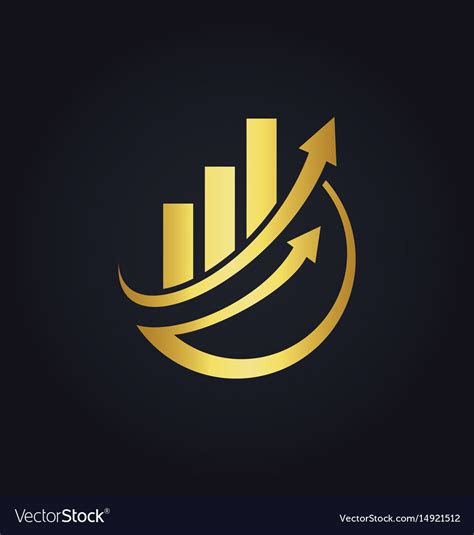 Gold Arrow Chart Business Finance Logo Royalty Free Vector