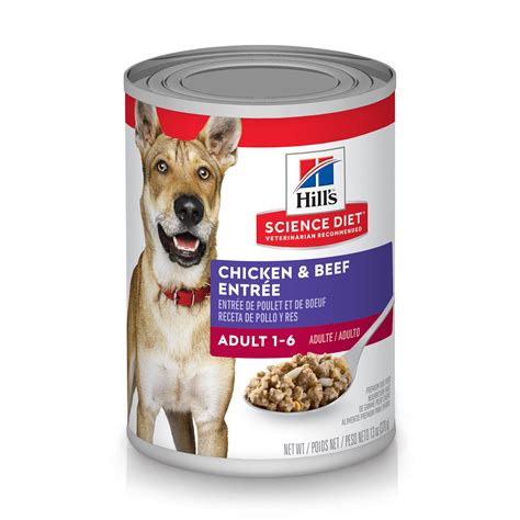 Just like a baby, your puppy needs food that provides a specific balance of nutrients for the first year of life. Hill's Science Diet Adult Beef & Chicken Entree Canned Wet ...