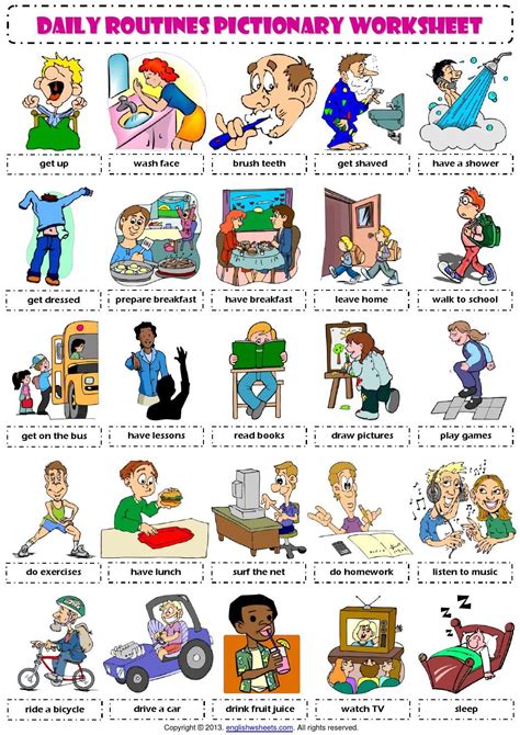 English Vocabulary Daily Routines Vocabulary
