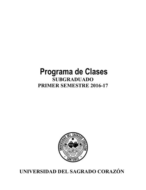 Programa De Clases Universidad Del Sagrado Corazón