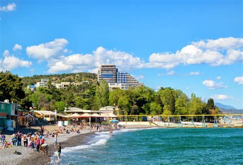 Beach In Alushta City In Summer Crimea Editorial Photo Image Of