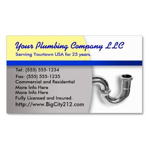Plumbing Co Editable Business Card Plumbing Business