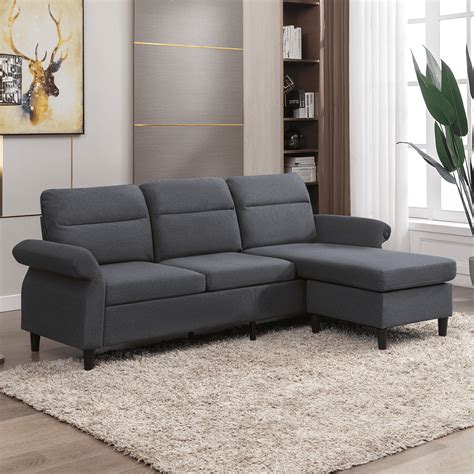 Mjkone Convertible Sectional Sofa Couch With 2 Usb Ports And Adjustable