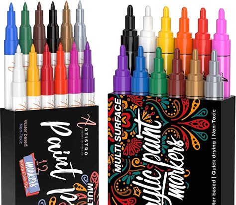 12 Acrylic Paint Pens Extra Fine Tip And 12 Acrylic Paint