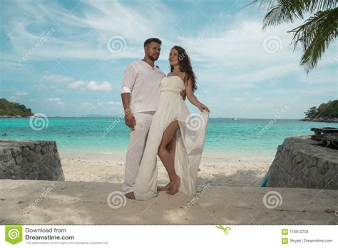 Attractive Young Couple On The Tropical Island Stock Image Image Of