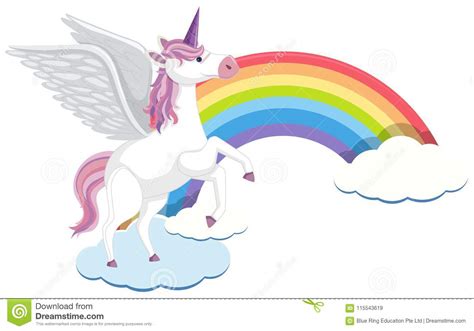 Cute Unicorn With Cloud And Rainbow Stock Vector Illustration Of Love