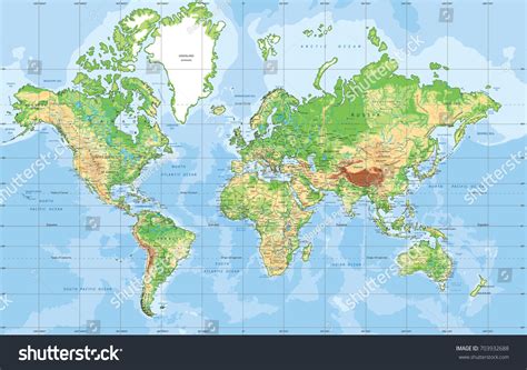 Vector Map World Relief Mercator Europe One Stop Map Images