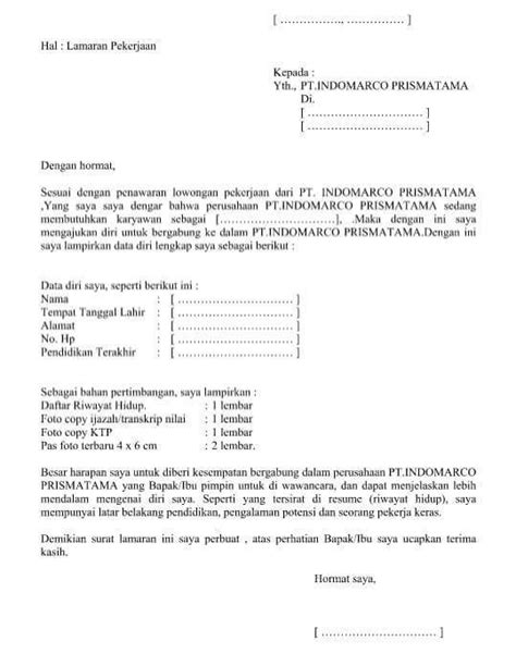 Surat Lamaran Kerja Tanpa Tahu Nama Perusahaan Delinewstv