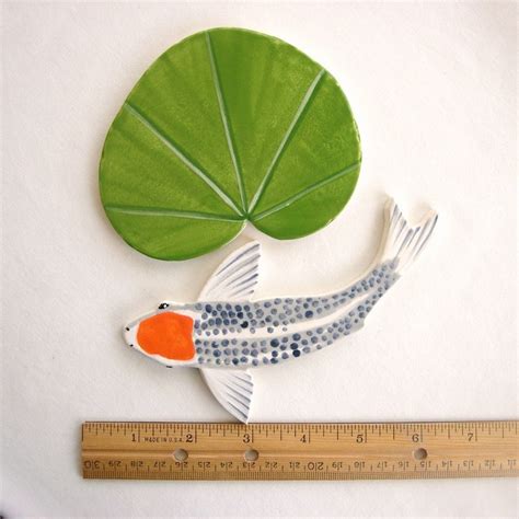 Handmade Ceramic Mosaic Koi Tiles Fish Hand Painted Art Tiles Etsy