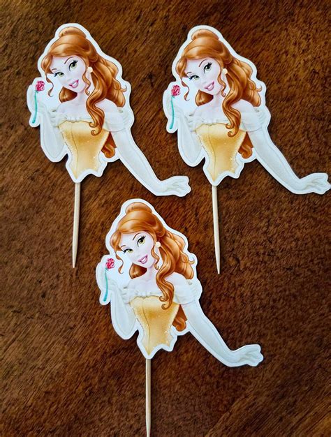 Beauty And The Beast Cupcake Toppers Princess Belle Cupcake Etsy
