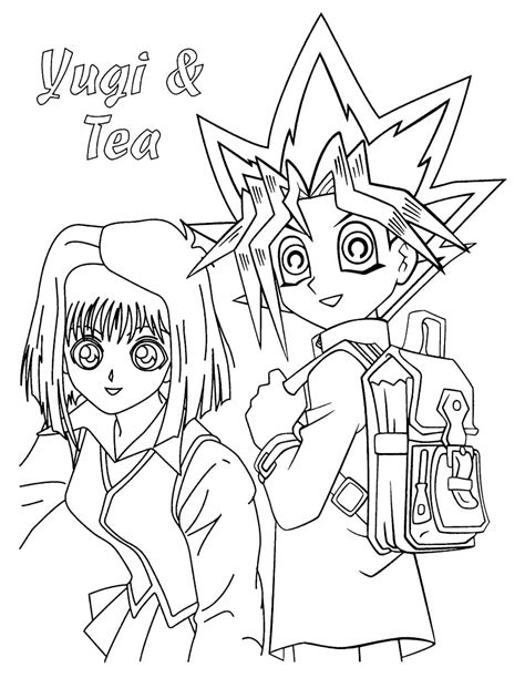 Yugi And Tea From Yu Gi Oh Coloring Page Download Print Or Color Online For Free