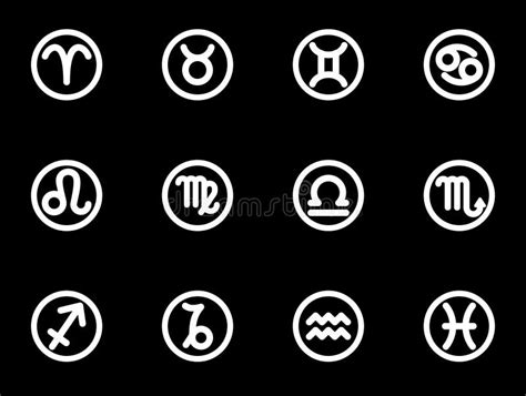Vector White Zodiac Symbols Icon Set Stock Illustration Illustration