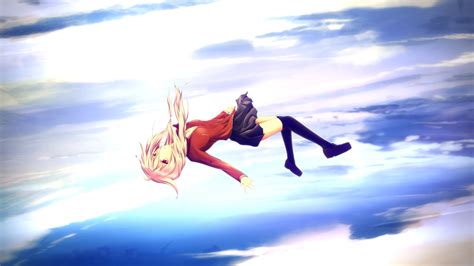 Falling Red Eyes Anime Girls Anime Sky Miniskirt 1920x1080