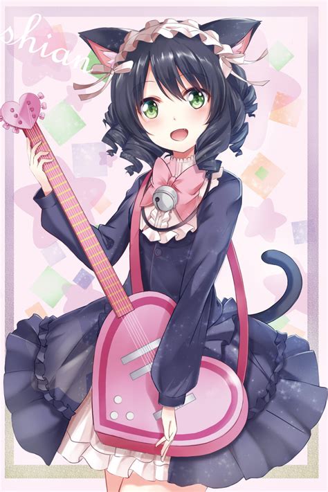 Safebooru 1girl Absurdres Animal Ears Black Dress Black Hair Bow Cat