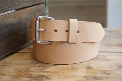 Leather Belt Wide Natural Vegetable Tanned Leather Belt 1 3 4 Width M And W Leather