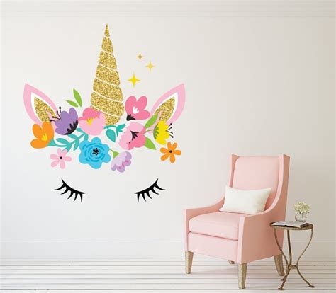 Unicorn Wall Art Decal Girls Bedroom Nursery Wall Decor Etsy