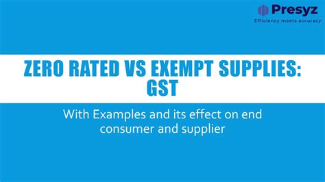 Zero Rated And Exempt Supplies A Guide To GST In Canada Presyz