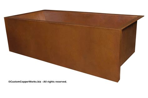 Hammered Copper Faux Double Wall Alcove Bathtub