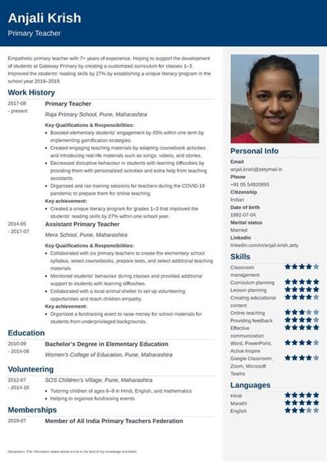 Teacher Resume Format Sample And Writing Guide