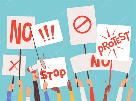 Premium Vector Protestors Banners Hand Holding Blank Placards Of