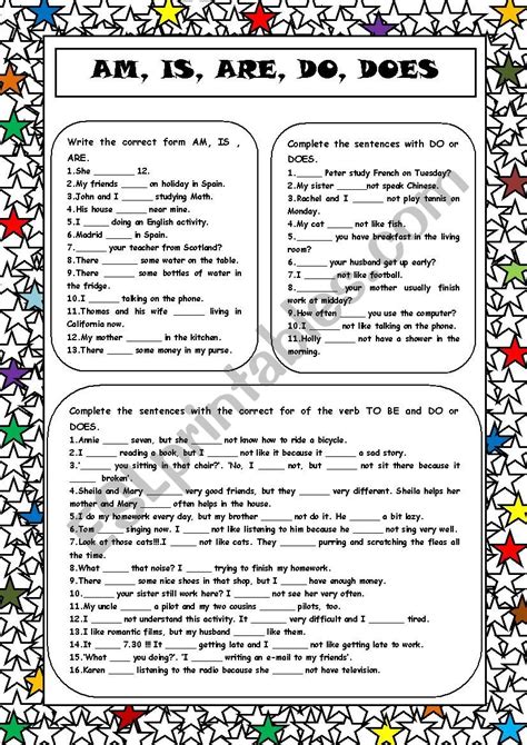 Am, Is, Are, Do, Does - ESL worksheet by setxump