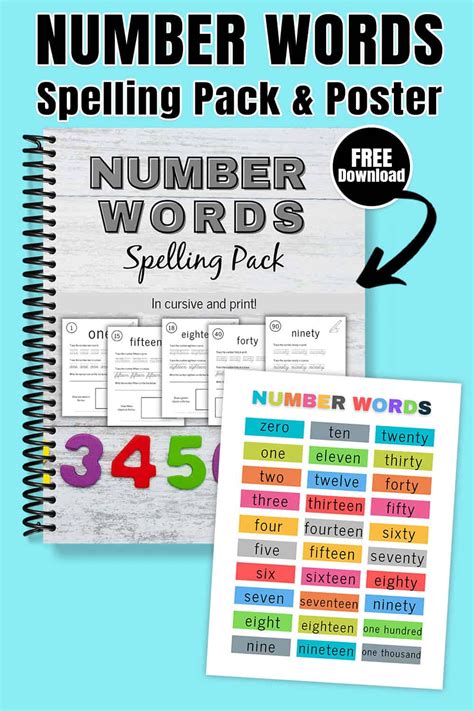 Number Word Printables For Spelling Practice Print And Cursive