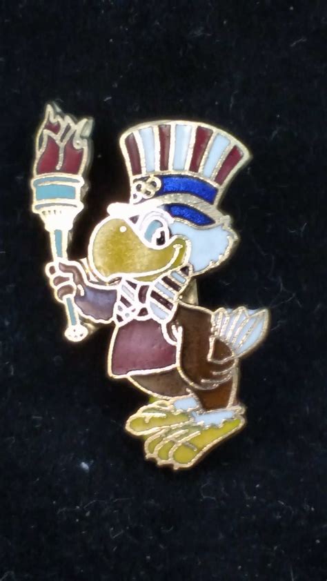 Sam The Eagle Torch Bearer Cloisonne Pin 1984 La Summer Olympics Cloisonne Pin Vintage Items