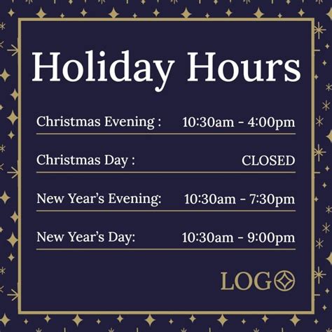 Free Duotone Winter Holidays Hours Sign Template