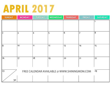 April 2017 Free Printable Calendar Printable Blank Calendar Org