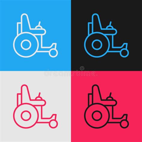 Pop Art Line Electric Wheelchair For Disabled People Icon Isolated On