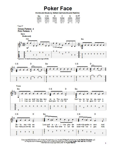 She's got me like nobody (after no he can't read my poker face). Poker Face | Sheet Music Direct