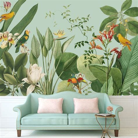 Tropical Rainforest Wallpaper Wall Mural Plants And Flowers With A Big
