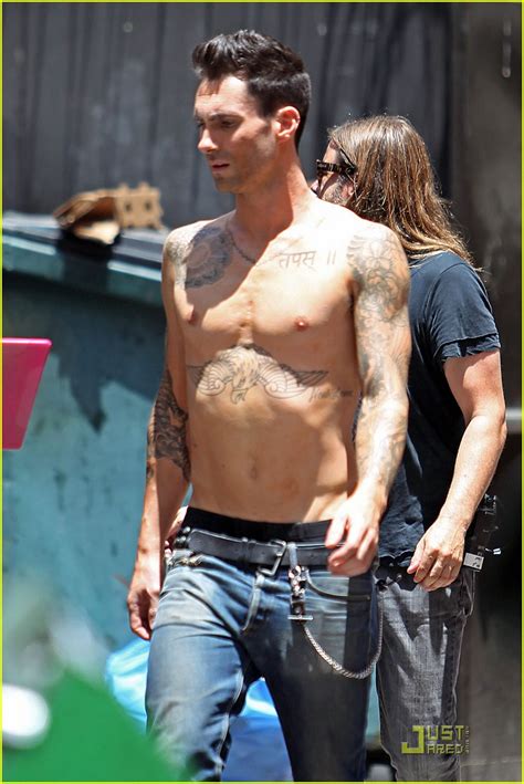 Full Sized Photo Of Adam Levine Shirtless On Music Video Set Photo