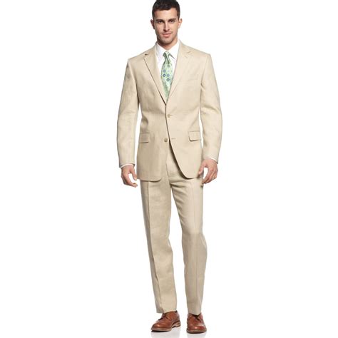 White linen beach wedding men suit slim fit casual tuxedo custom groomsman suits. Lyst - Michael Kors Natural Linen Suit in Natural for Men