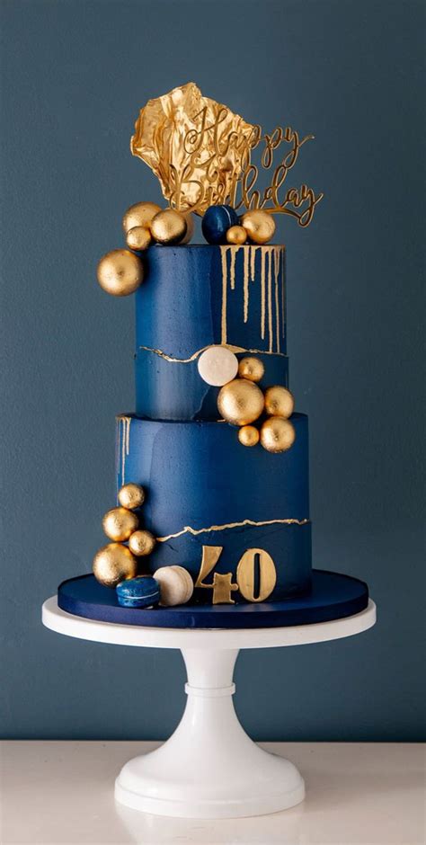 50 Best Birthday Cake Ideas In 2022 Navy Blue And Gold Birthday Cake Artofit