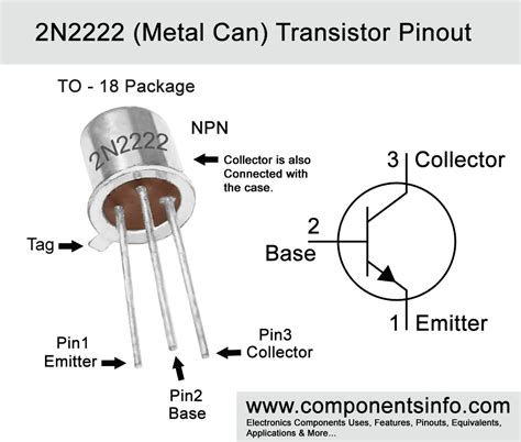 2n2222 Metal Can Transistor Pinout Features Uses Equivalent