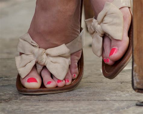 Pink Toes In Beige Flat Sandals Close Up By Feetatjoes On Deviantart