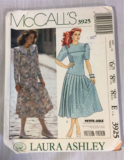 Vintage Laura Ashley Mccalls 3925 Sewing Pattern Dress Uncut Size 12