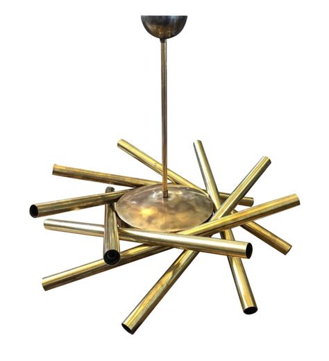 Stilnovo Mid Century Modern Brass 16 Light Sputnik Chandelier Circa