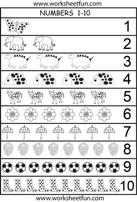 Number 1 10 Worksheets For Kindergarten