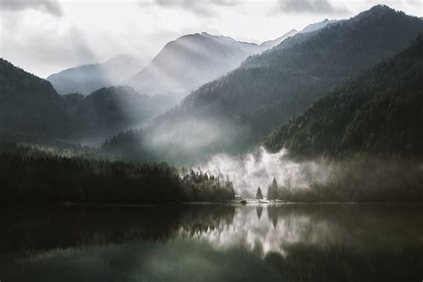 Fotos Gratis Reflexión Naturaleza Tierras Altas Niebla Lago
