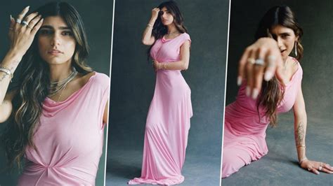 Xxx Onlyfans Star Mia Khalifa Flaunts Her Sexy Curves In Bubblegum Pink Maxi Dress Says ‘i Feel