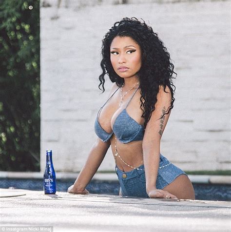 Nicki Minaj Oozes Sex Appeal In Denim Bra And High Rise Shorts From The Pool For Racy Photo