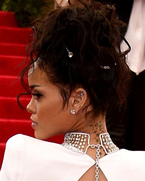 Pictures 2014 Met Gala Celebrity Hairstyles Rihanna Updo Back Met