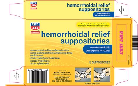dailymed hemorrhoidal relief cocoa butter phenylephrine hcl suppository